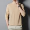 Playera de hombre de color sólido con cuello redondo primavera y otoño juvenil versátil color sólido camiseta base selección algodón peinado