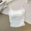 Camisola de seda helada para chica atractiva, color liso, espalda hermosa, todo en uno, se puede usar como prenda exterior o interior, sujetador sin tirantes con copas para mujer