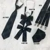[Fantasia da Noite Profunda] # Algas Marinhas # Acessórios Combinando Uniforme Jk com Gravata Borboleta Combinando, Alça Curta e Alça Longa Suspensórios
