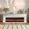 Chimenea Decorativa de Madera Maciza Francesa Gabinete Estilo Americano Chimenea Electrónica Llama Simulada Sala de Estar Arte para el Hogar Gabinete de Exhibición para la Entrada