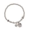 Pulseira Redonda de Carinha Sorridente com Contas Prateadas para Mulheres, Design de Nicho, Artesanato Pesado, Versátil, High-End, Pulseira de Design Simples