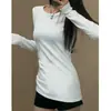 Camiseta Básica Versátil de Hombro Normal Manga Larga para Mujer Primavera y Otoño Nuevo Estilo Ajustada Elegante Capa Interior o Exterior Camiseta Base