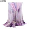 Bufanda fina de seda suave para primavera y otoño seda artificial Bufanda de mujer chal estampado de loto bufanda de seda para mujer ventas directas de fábrica
