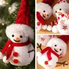 Novo ornamento de brinquedo de boneco de neve de pelúcia tricotado transfronteiriço, decoração de Natal, adereço de decoração para vitrine