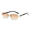 Gafas de Sol Cuadradas Sin Marco de Metal de Nuevo Estilo para Hombres, Gafas de Alta Gama, Modernas y a la Moda, Más Vendidas en Europa y América