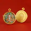 Tangka Portátil Pintado a Mano con Contorno Dorado 3.5cm Colgante Zakiram Amarillo Dios de la Riqueza Nueve Colas Mahakala Núcleo de Tarjeta Venta al por Mayor