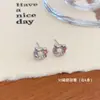 Par de Aretes de Gato Kt con Microincrustaciones de Circonita de Cobre Colección para Mujer, Aguja de Plata, Pequeño, Exquisito, Dulce y Fresco Diseño de Aretes de Dibujos Animados