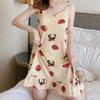 Venta al por mayor Chaleco de Verano con Almohadilla en el Pecho Camisón Fino de Seda de Leche para Mujer Dibujo Animado Fresa Vestido para el Hogar