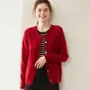 Moda suéter de cachemira grueso de punto fino con cuello redondo para mujer, adelgazante, para commuting, otoño e invierno, abrigo de punto nuevo