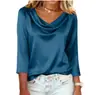 2026 Tienda Independiente de Lista de Deseos de Amazon Nuevo Cuello Redondo Manga Tres Cuartos Primavera/Otoño Casual Cuello Oscilante Satén Ropa de Mujer
