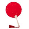 Mini Leque Vermelho Dupla Face Liso com Glitter Dourado para Caligrafia e Pintura, Estilo Chinês, Adequado para Presentear e Fotografia de Viagem