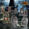 Impresión de tablero hueco, lápida de Halloween, tarjeta de patio, inserción, festival fantasma, fiesta, decoración de césped, enchufe de tierra, suministros de decoración al aire libre