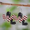 Nuevos Pendientes de Amor del Día de la Independencia Americana Leopardo Estrella Rayado Girasol Pendientes de Amor Pendientes de Madera de Doble Cara