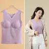Roupa Íntima Térmica Feminina com Veludo Escovado, Novo Colete de Outono e Inverno com Bojo, Camiseta Base Layer Sem Costura, Camisa Térmica