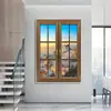 Pintura Decorativa Realista de Janela Falsa Luminosa para Hall de Entrada, Quarto sem Janela, Expansão de Paisagem, Abertura de Janela na Sala de Estar, Arte de Parede para Hotel