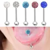 E-commerce Transfronteiriço Modelo Quente Totalmente Cravejado Moda Clássico Europeu e Americano Barra 6mm Cabeça Única Piercing de Diamante Joia Anel de Língua Cravo de Língua