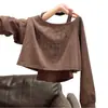 Sudadera de manga larga con hombros caídos, cuello diagonal estilo americano, estampado de letras, conjunto de dos piezas para primavera y otoño con top de tirantes