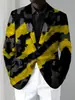 Chaqueta de Manga Larga con Botones, Pigmento Salpicado, Temperamento Iridiscente, Traje de Moda para Sesión de Fotos de Revista, Parte Superior WL8, Resistente a las Arrugas