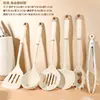 Venta al por mayor de fábrica Nuevo Simple Forma de Diamante Mango de Silicona Bicolor Utensilios de Cocina de Silicona Juego de 7 Piezas Espátula de Silicona Cuchara Cuchara para Arroz Utensilios de Cocina