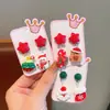 Novos Brincos de Clipe Desenho Animado para Crianças Sem Orelhas Furadas Chifre de Rena de Natal Contas Penduradas Brincos com Franja Brincos Decorativos para Meninas