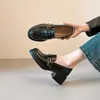 Versión de Piel de Vaca~Mocasines de Tacón Grueso Silenciosos con Suela Suave para Mujer, Nuevos Zapatos de Cuero Estilo Británico Otoño 2025, Zapatos de Tacón Alto