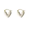 @Oferta Especial@Pendientes de Corazón Dulce y Fresco Nuevo Estilo 2025 Pendientes Personalizados de Esmalte Goteo Diseño de Nicho Pendientes de Corazón Blanco Grande de Melocotón para Mujeres