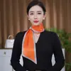 Bufanda de Seda Pequeña Cuadrada Larga para Mujer Primavera, Otoño y Verano Protector de Cuello Hebilla Perezosa Combinación Clavícula Camisa Bufanda Delgada