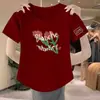 Camiseta de Algodón Imitación Hombro Normal para Mujer Verano Manga Corta Estampada Ajustada Capa Interior Estilo Europeo Top Capa Base Nuevo 2024 Artículo Popular