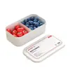 Caixa de Conservação Fresca com Duplo Compartimento para Cozinha Doméstica, Bandeja de Frutas de Plástico para Sala de Estar e Quarto, Adequada para Estudantes e Trabalhadores de Escritório, Recipiente Portátil para Conservação Fresca