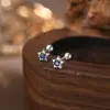 Pendientes de Estrella de Cinco Puntas con Diseño de Nicho de Plata de Ley S999 Pendientes con Cierre de Rosca para Mujeres que No Necesitan Quitárselos al Dormir
