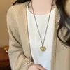 Colar com Pingente de Coração Minimalista Estilo Coreano para Mulheres, Design Único, Corrente Longa para Suéter, Acessório Versátil da Moda