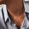Amazon banhado a ouro colar cruz pingente dupla camada empilhado colar nicho personalidade lateral Diamante Gola cruzada