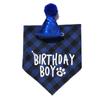 Amazon más vendido mascota a cuadros toalla triangular toalla para saliva perro cumpleaños toalla triangular babero sombrero de cumpleaños para mascota