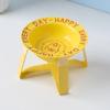 Tazón Platillo Volador con Base Corta de Hierro Cerámica para Mascotas con Soporte para Tazón Tazón para Gato Tazón para Perro Antivuelco Tazón de Agua Estilo Creativo Simple