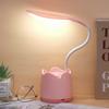 Lámpara de mesa de lectura multifuncional con protección ocular y luz suave, sin luz azul, soporte para teléfono móvil, lámpara de mesa para dormitorio, soporte creativo para bolígrafos, lámpara de mesa