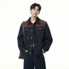 Otoño 2026 Estilo Americano Marca de Moda Estilo Granja Chaqueta de Mezclilla para Hombre con Parches y Pespuntes en Color Original