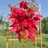 Flores de Chão para Casamento Vermelho Banquete de Noivado Chinês Decoração de Casamento Corredor do Salão de Casamento Flores Fileira de Flores Artificiais