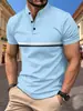 Moda Casual Masculina Europeia e Americana Transfronteiriça Nova Quente de Verão Camisa Polo de Manga Curta com Gola Listrada Versátil