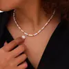 Estilo Francés Casual Versátil de Nicho Temperamento Elegante Conjunto de Joyería Suave Diseño con Cuentas de Concha Joyería de Acero de Titanio