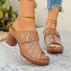 Nuevas Sandalias de Cuña Hueca de Talla Grande de Comercio Exterior para Mujer, Estilo Europeo y Americano, Punta Abierta, Suela Gruesa, Sandalias Ligeras de Playa para Uso en Exteriores