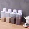 Taza medidora portátil de plástico estilo japonés, cubo de arroz sellado, caja de almacenamiento de arroz a prueba de humedad y a prueba de insectos, tanque de almacenamiento de granos para cocina