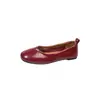Zapatos de Piel de Oveja Estilo Francés Retro Literario de Punta Cuadrada Bajos para Mujer Planos sin Cordones Bailarinas Zapatos de Abuela para el Trabajo