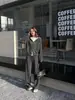 Traje Deportivo Casual para Mujer Zhu Feiyan para Primavera, Otoño e Invierno, Sudadera con Capucha Holgada Relajada y Sofisticada, Conjunto de Dos Piezas Gris