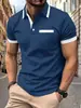 Camisa Polo de Verano para Hombre de Manga Corta con Bolsillo de Botón, Talla Europea Transfronteriza, con Estampado 3D, Polo Casual de Moda