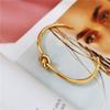 Moda Europeia e Americana Exagerada Retrô Aberta Aço Titânio Banhado a Ouro 18K Pulseira Personalidade Feminina Nó Contínuo Simples