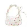 Bolsa de Ombro Feminina com Estampa Floral de Borboletas e Franzidos - Bolsa Mini Hobo Coquette Fofa com Alça de Laço Ajustável, Bolsa Doce Cottagecore