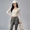 Conjunto de Yoga de Temperamento Duas Peças Feminino Slim Fit Manga Longa Cover-up Falso Duas Peças Roupa Esportiva Confortável Valoriza a Silhueta Traje de Corrida Feminino