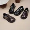 Sapatos de Couro para Meninas Primavera e Outono Sapatos Individuais Infantis para Meninas 2026 Novo Início da Primavera Sapatos Mary Jane Pretos para Meninas Pequenas com Solas Macias