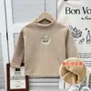 Camiseta Básica de Manga Larga para Niños y Niñas, Doble Cara de Polar Espeso, Sin Costuras, Otoño/Invierno, Cuello Medio Alto, Linda y Elegante
