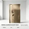 Puerta minimalista de aluminio con acabado veteado de madera, tamaño personalizado, para seguridad del hogar y protección contra incendios, adecuada para proyectos de construcción residencial